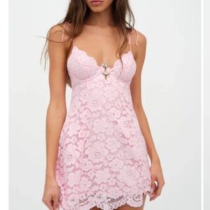 FOR LOVE AND LEMONS CREAMSICLE LACE SLIP DRESS